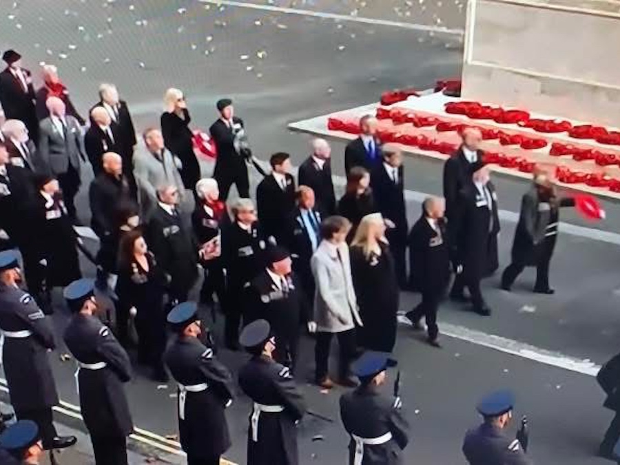 ©2025 Clare Haviland Cornell Members of the Lisbon Maru Memorial Association march by the Cenotaph on Remembrance Sunday 9th November 2025