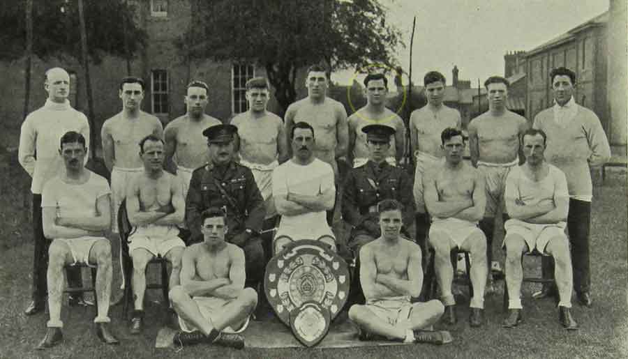 Boxing team 1925 including Percy John Hatchett, 1st Battalion Middlesex, lost in the sinking of the Lisbon Maru.