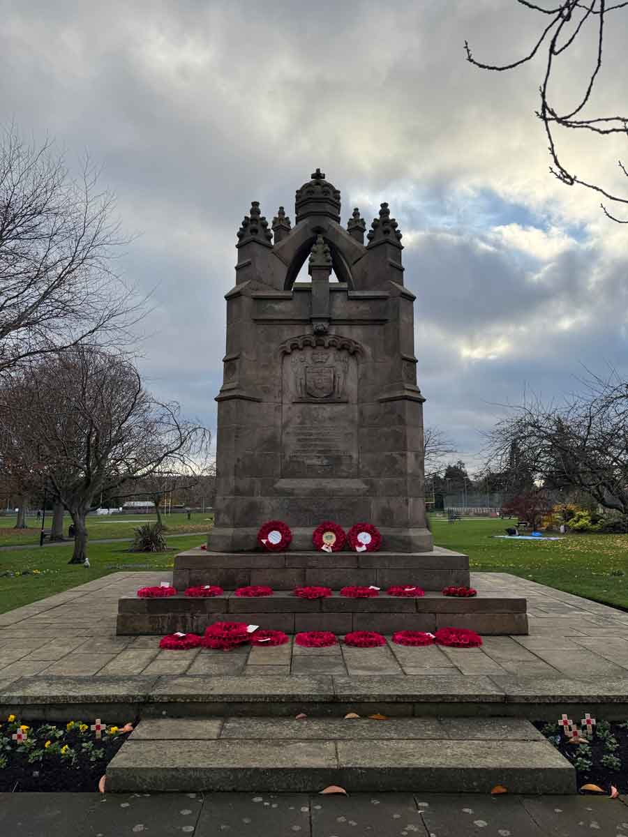 The Dalkeith War Memorial which commemorates Private Andrew Cornwall of the 2nd Battalion Royal Scots lost in the sinking of the Lisbon Maru. 