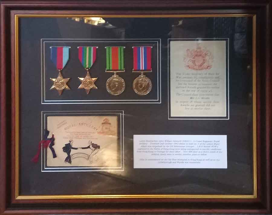 Image of the medals of John William Howarth lost during the sinking of the Lisbon Maru