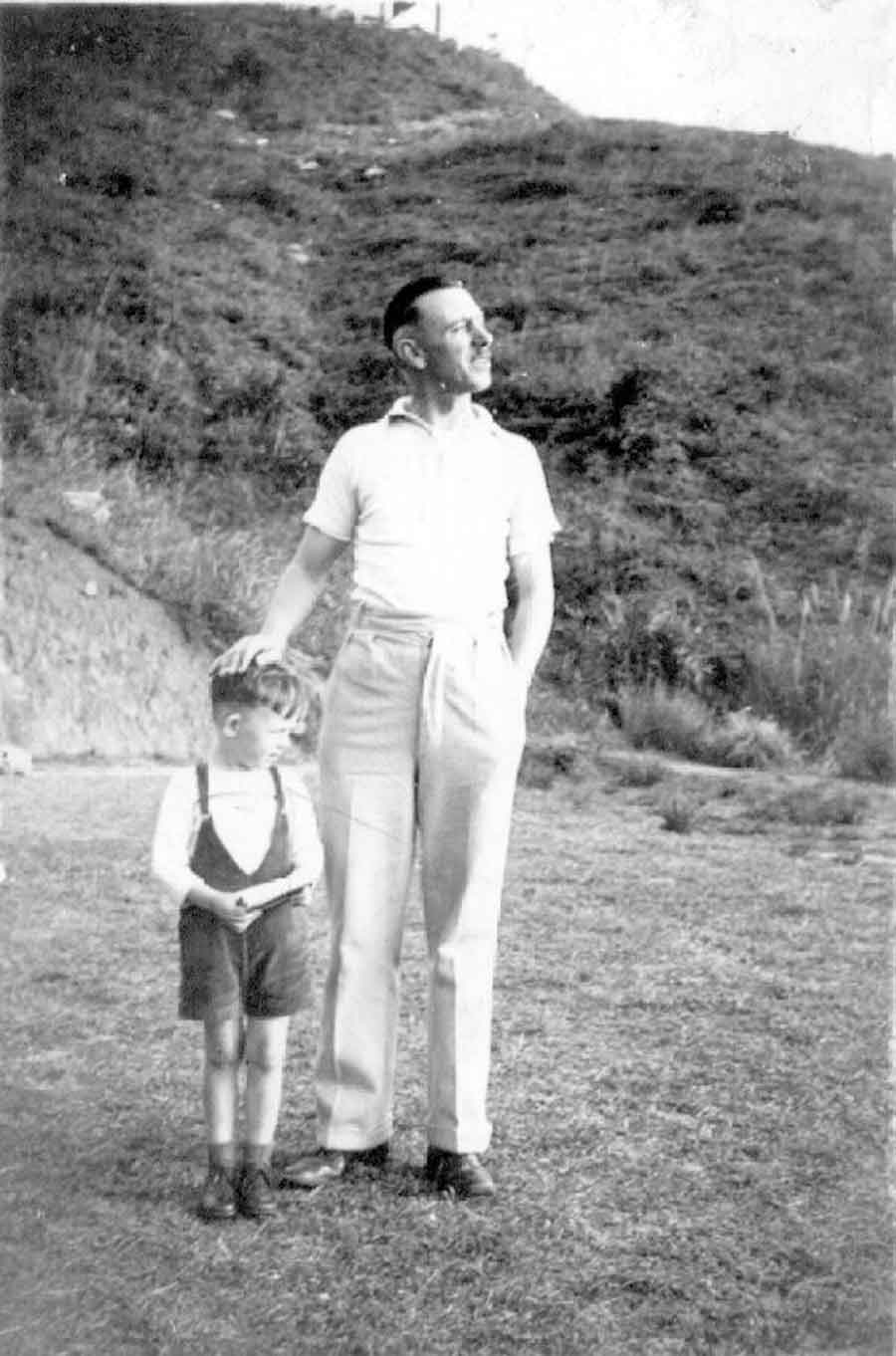 Charles Frederick Brooks with his son Ron Brooks father of Alasdair Brooks. Master Gunner Charles Frederick Brooks of the Royal Artillery was lost in the sinking of the Lisbon Maru.