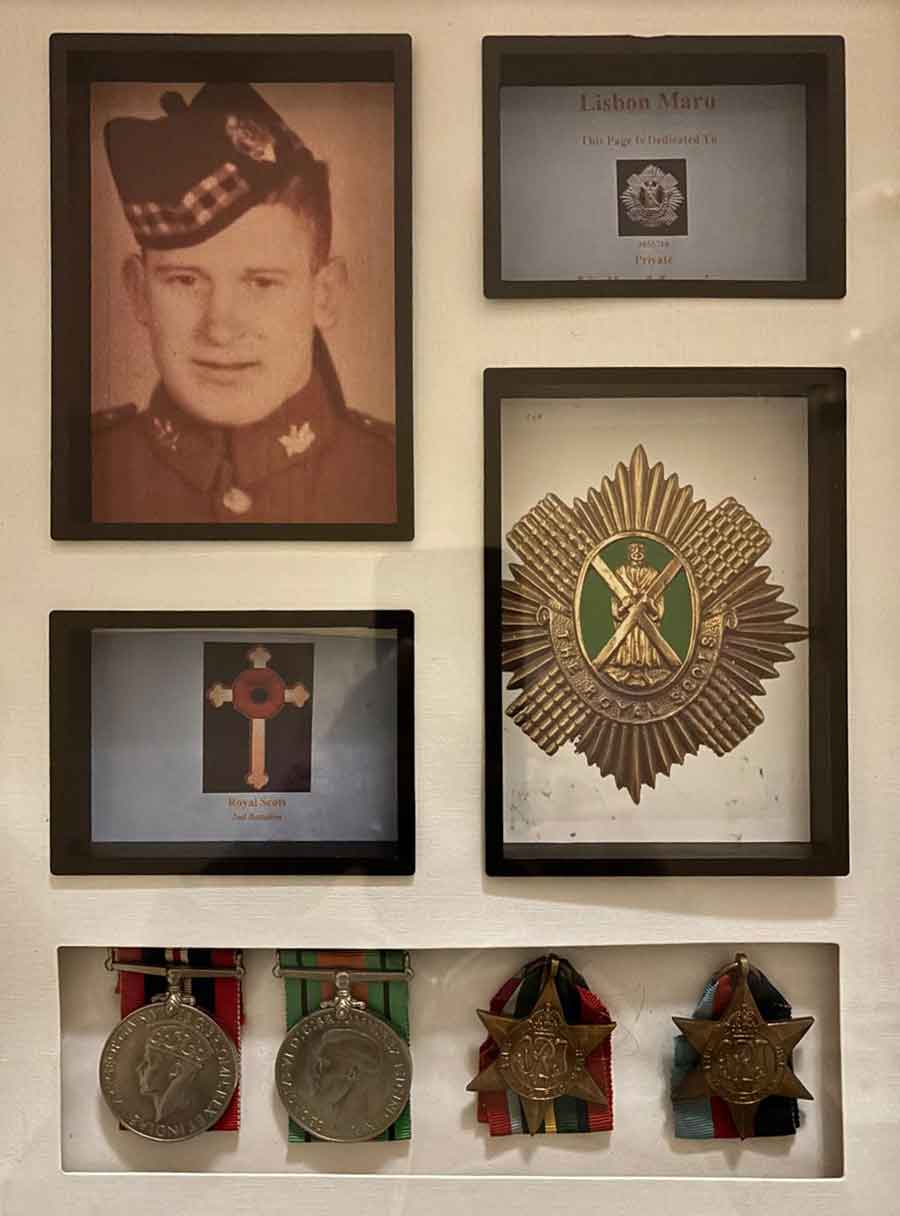 A family memorial to Private Maurice Kelly of the 2nd Battalion Royal Scots, lost in the sinking of the Lisbon Maru