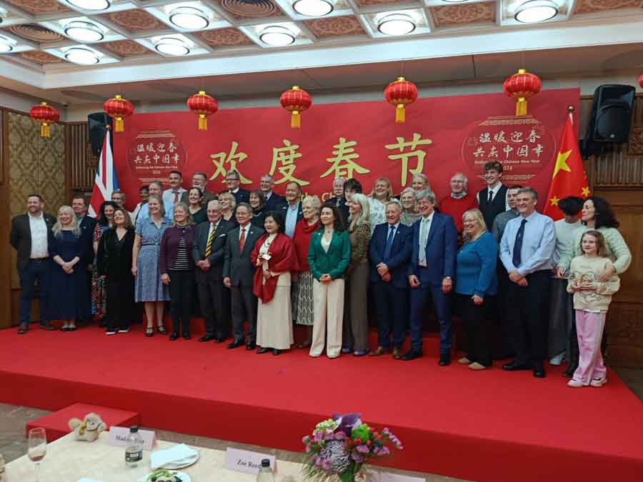 The Lisbon Maru Memorial Association LiMMA with H.E. Ambassador Zheng Zeguang and Madam Hua Mei at the Spring Festival celebration at the Chinese Embassy