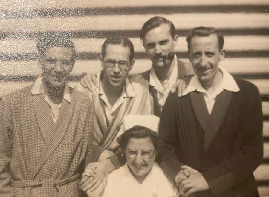 Middlesex men recuperating in Canada after the war. Avery White who survived the sinking of the Lisbon Maru took the photograph.