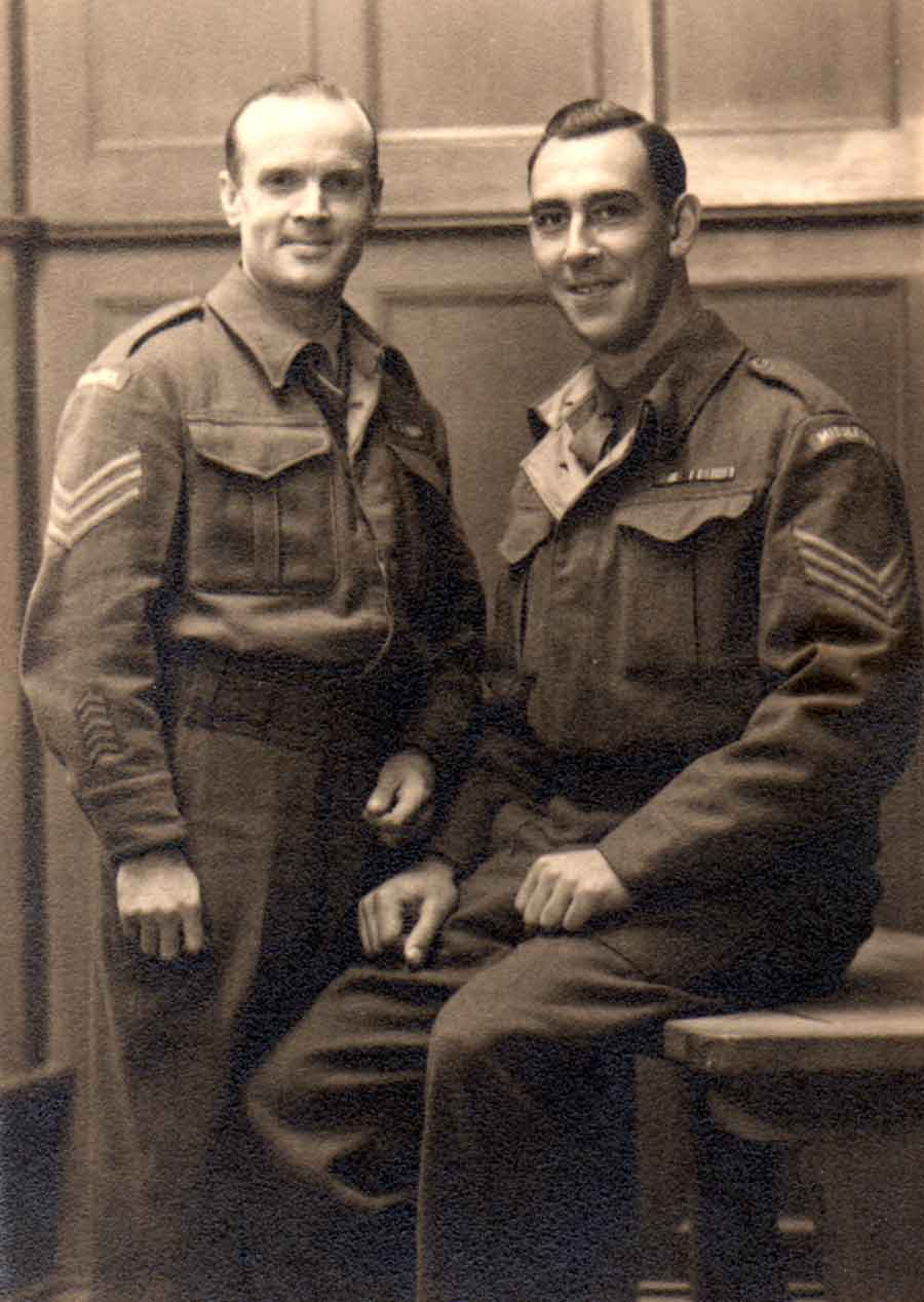 Sgt Graham Ruck (left) and Sgt Alfred Bright (right) circa 1940 both in the Middlesex and both survivors of the sinking of the Lisbon Maru.